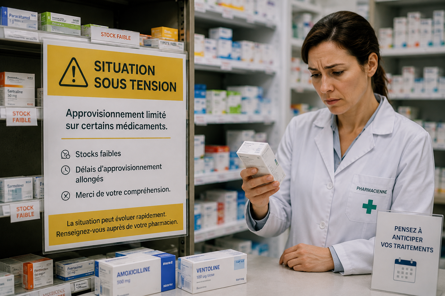 Situation sous tension liée aux stocks de médicaments en pharmacie